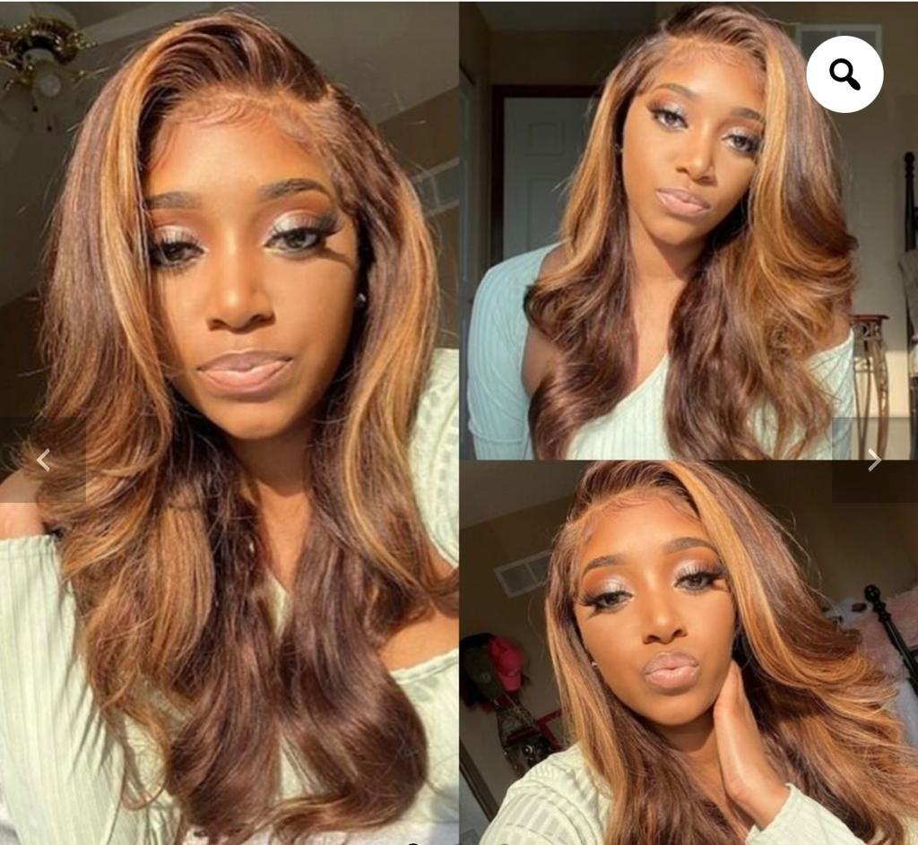 Ombre Honey Blonde Highlight 13×4 Lace Front Body Wave Human Hair Wigs