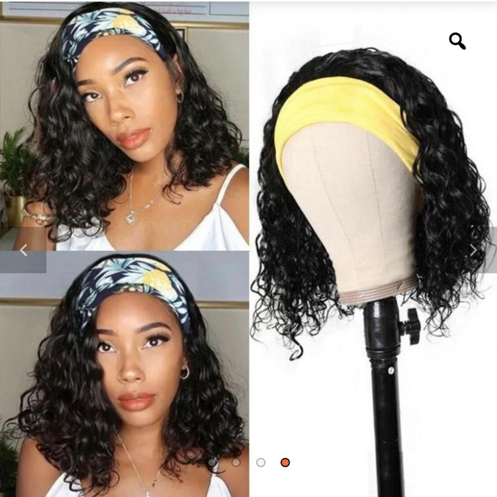 Headband Bob Water Wave Brazilian Human Hair Wig – 180% Density