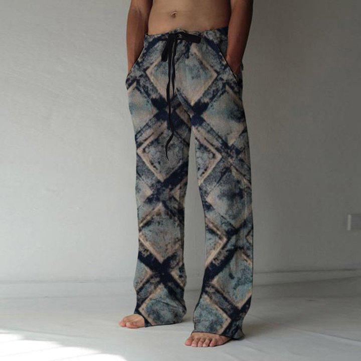 Lace-Up Printed Men's Casual Pant Trouser
