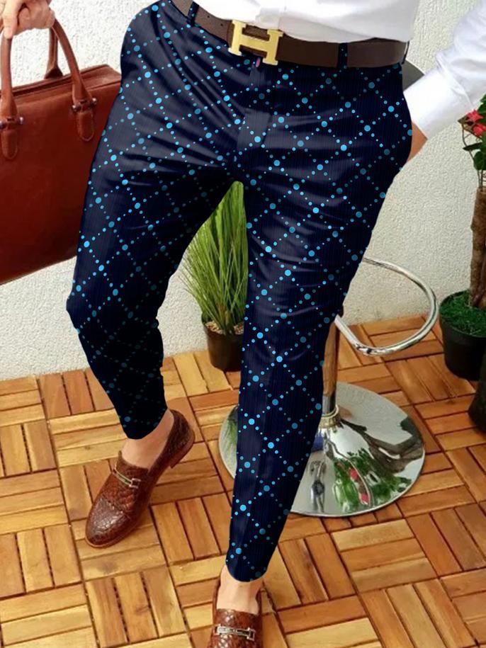 Retro Casual Printed Men's Suit Pants