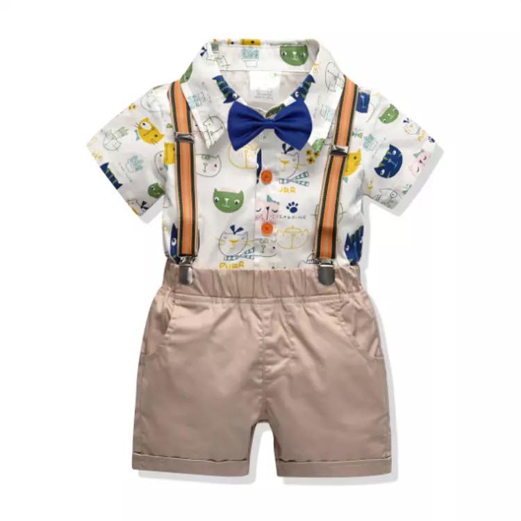 KIDDIES DISIGNERS SUITS PRINT SHIRT WITH SHORT FOR BOYS