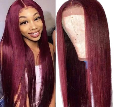 Bloomzon 99J Color Headband Wig Straight Human Hair Wigs 150% Density Headband Wig