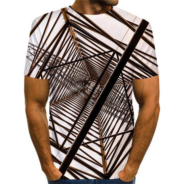 3D Graphic Printed Short Sleeve Shirts Abstract Print