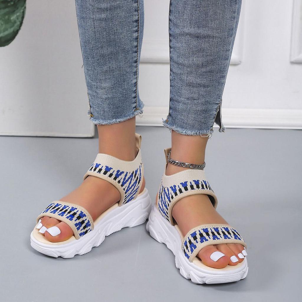Sports Style One-word Belt Casual Wedge Sandals