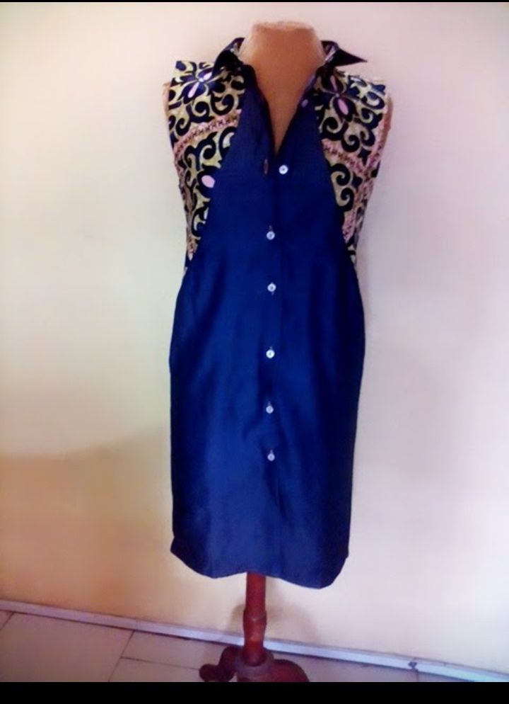 Ankara-Jeans Shirt-Gown