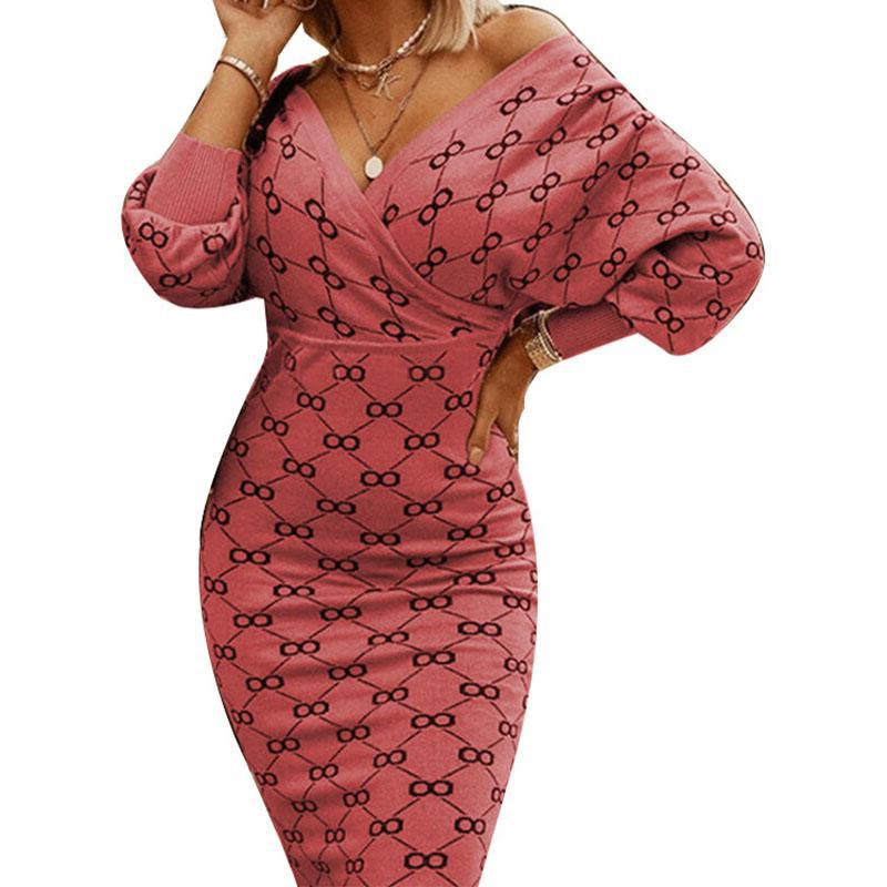 2022 Spring New Plaid V-neck Long-sleeved Dress Women's