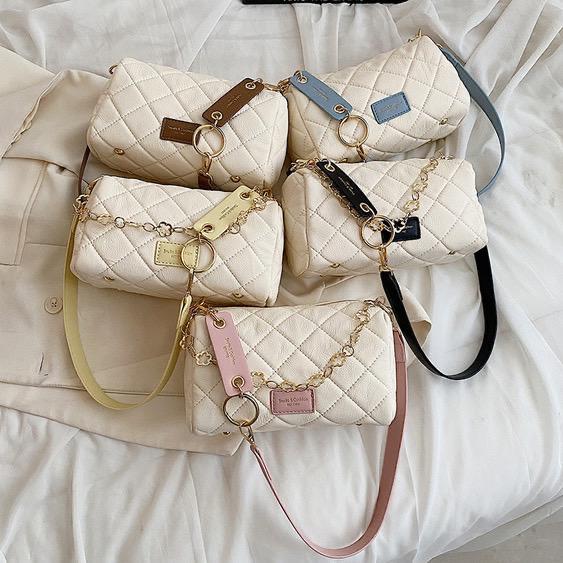 New Fashion Soft Leather Diamond Chain Shoulder Pillow Messenger Bags