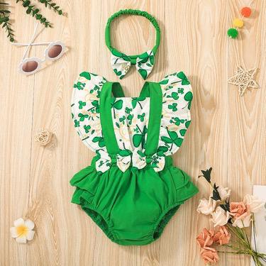 Newborn Cute Summer Baby Clover Triangle Rompers