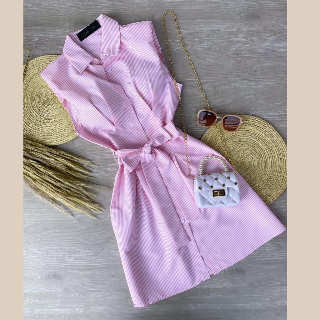 Elegant Belted Sleeveless Short Dress