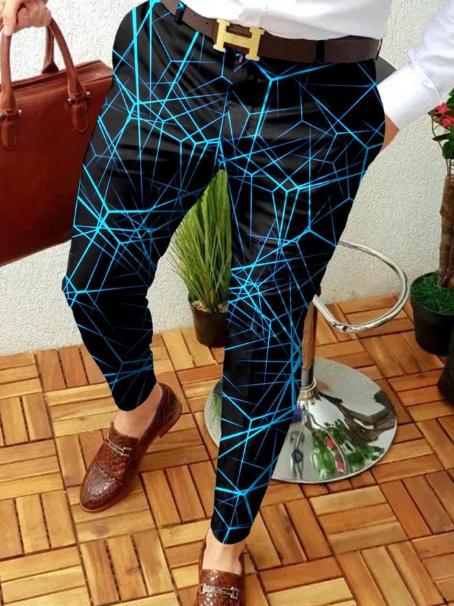 Retro Casual Printed Men's Suit Pants