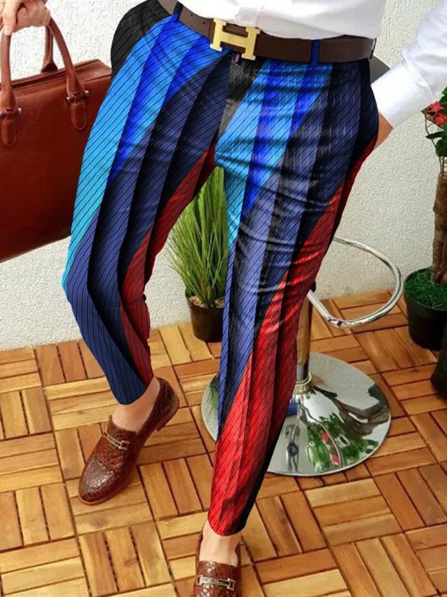 Retro Casual Printed Men's Suit Pants
