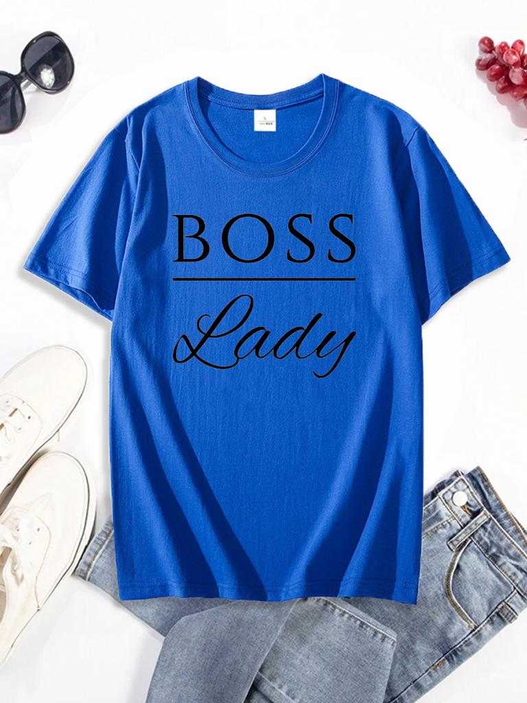 Letter Printing Short-sleeved Round Neck T-shirt