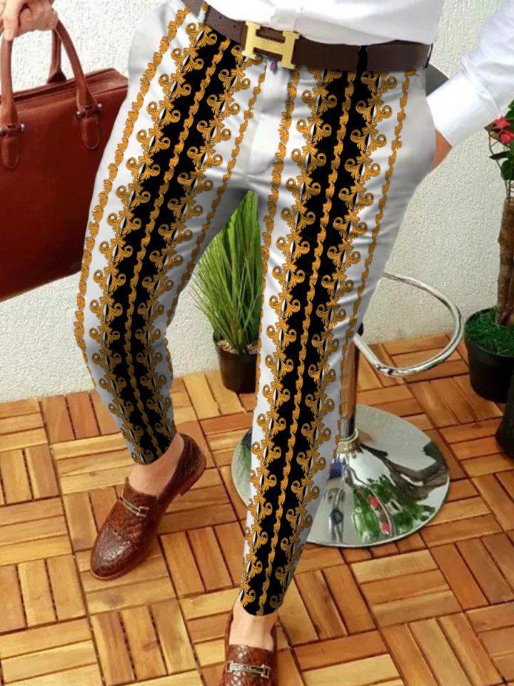 Men's Casual Printed Suit Pant Trouser
