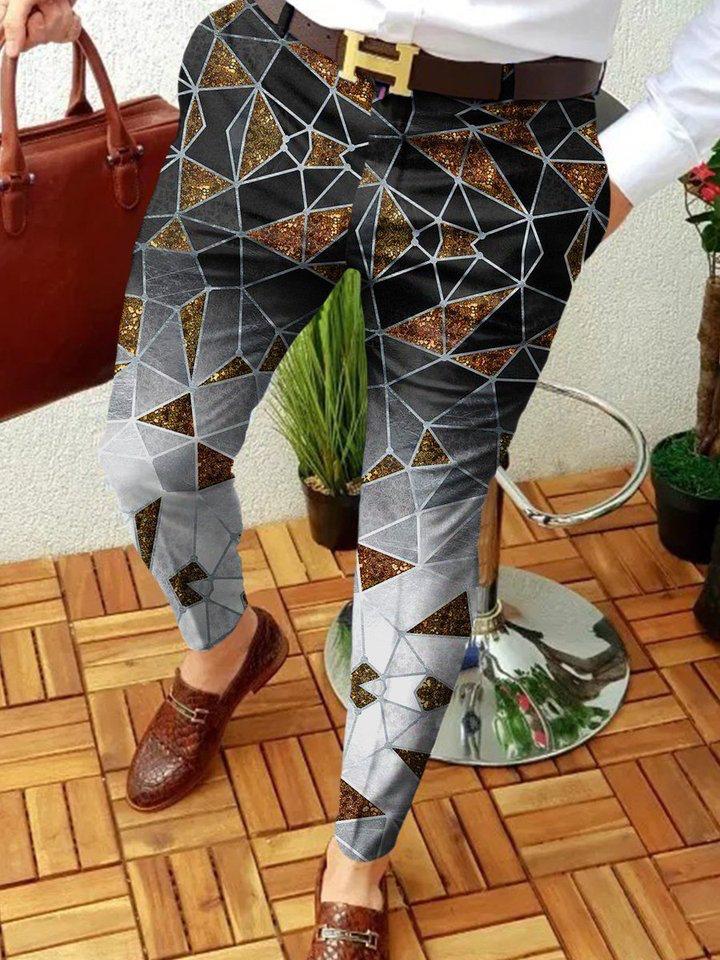Retro Casual Printed Men's Suit Pants