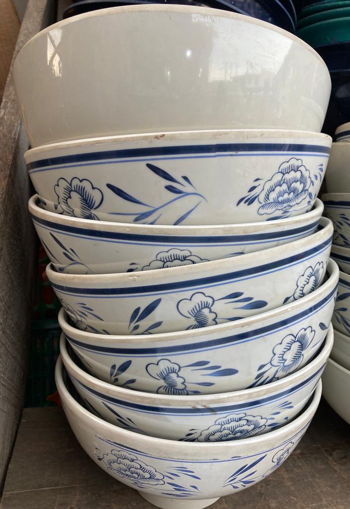 Flowered white ceramic bowl