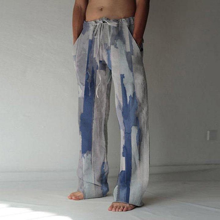 Designed Lace-Up Print Men's Summer Pant