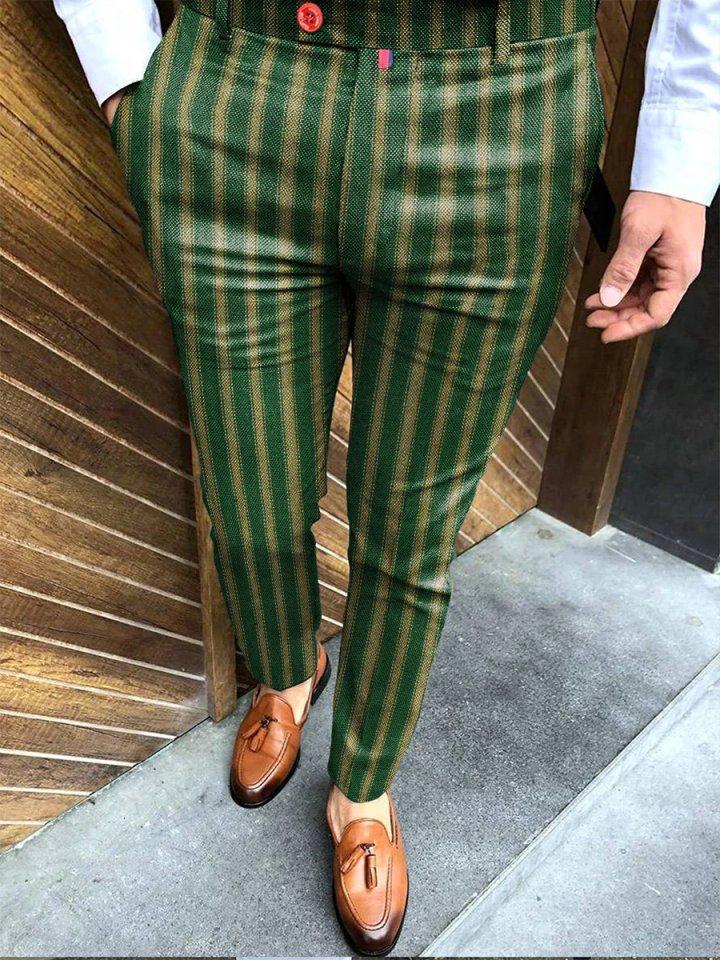 Retro Casual Printed Men's Suit Pants
