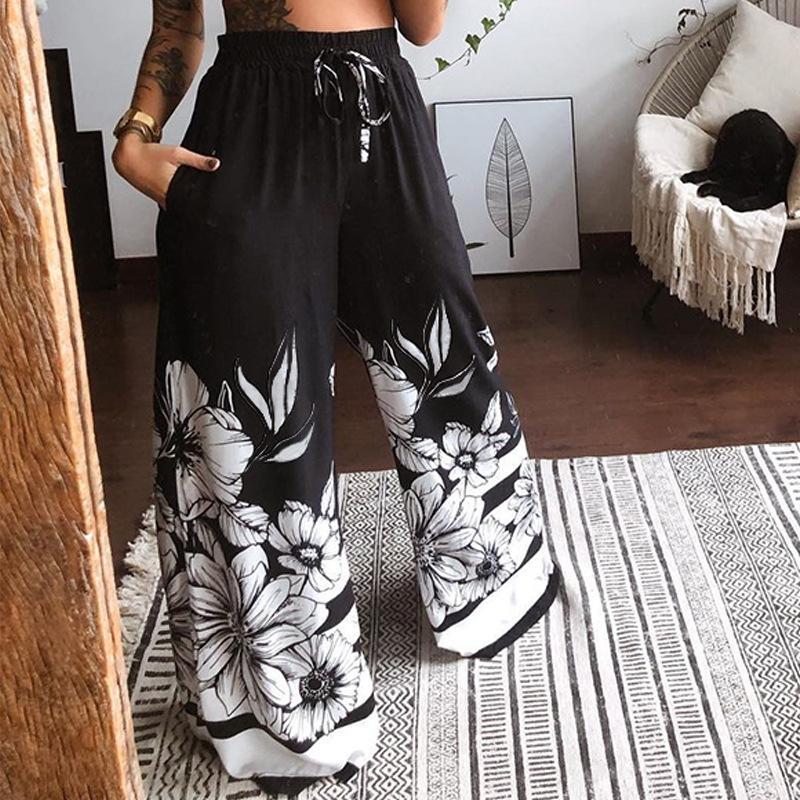 Print Tube Top Loose Wide Leg Pants Two 
