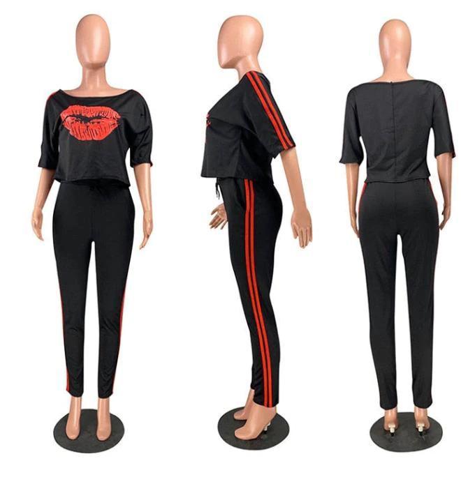 Ladies Quality Sport Lips Jogger set