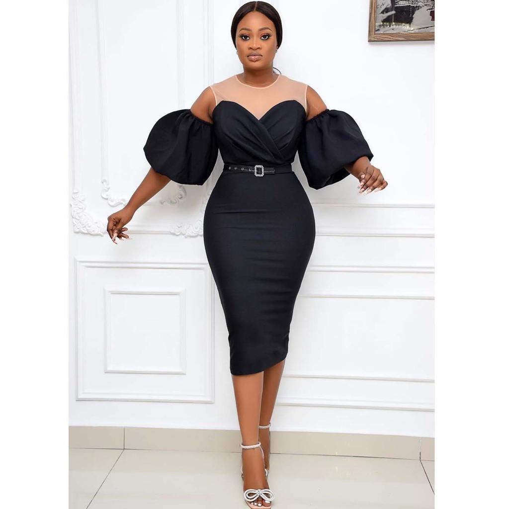 Long-sleeved Printing Irregular Lace-up Mid-length Dress