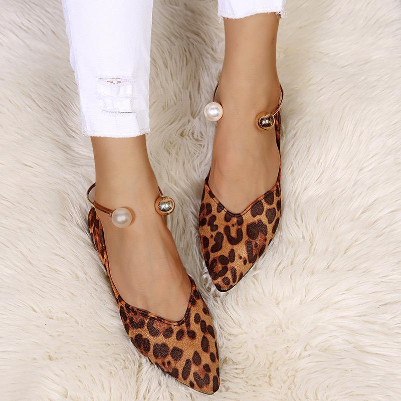leopard ankle strap flats