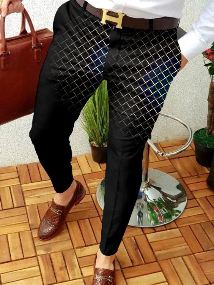 Retro Casual Printed Men's Suit Pants