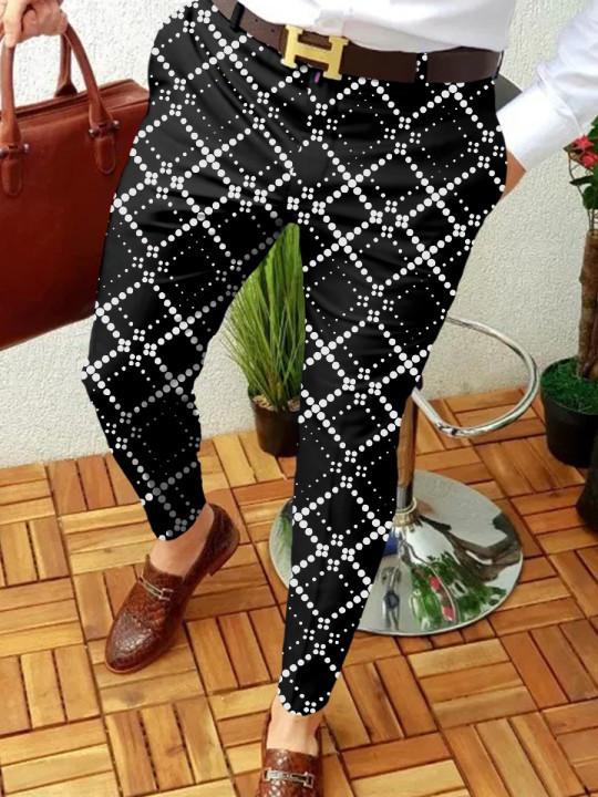Retro Casual Printed Men's Suit Pants