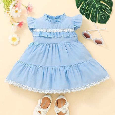 Sweet Baby flying Sleeve Blue Summer Princess Dress