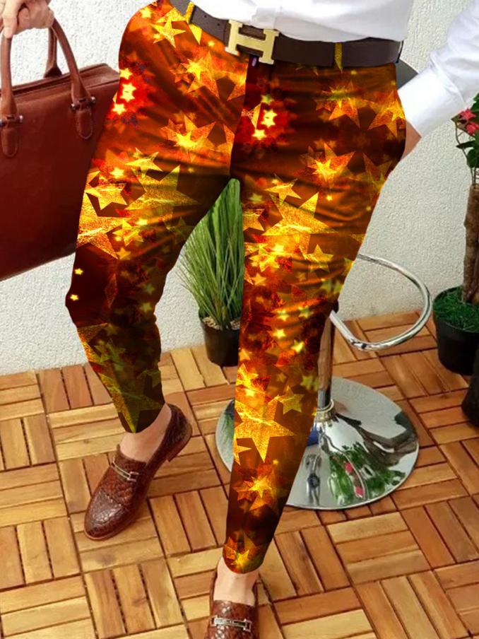 Retro Casual Printed Men's Suit Pants