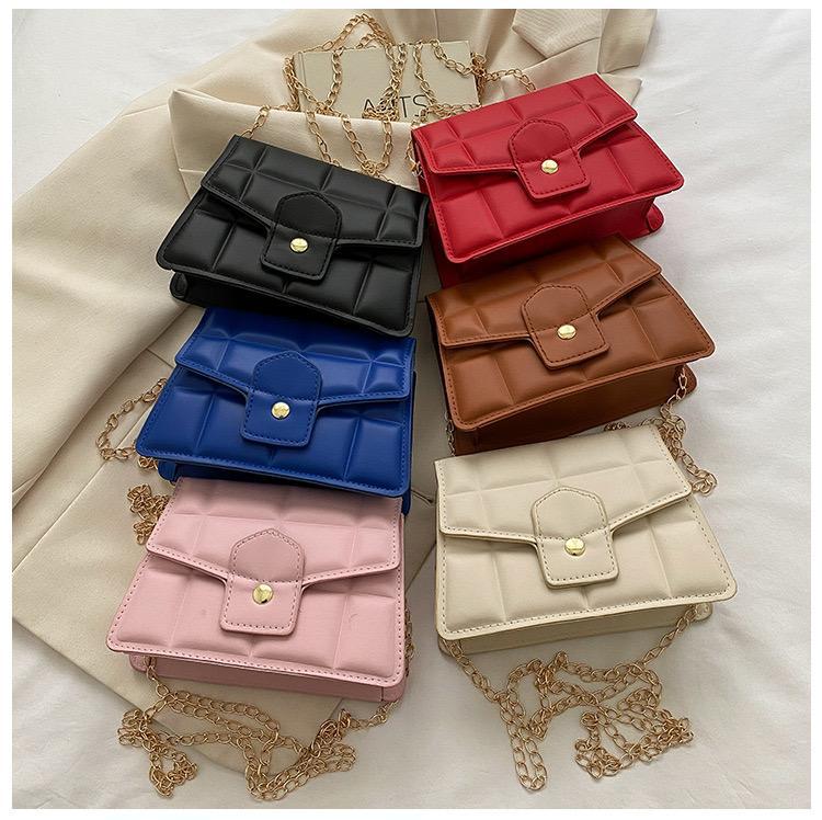 New Shoulder Snap Button Small Square Crossbody Bag