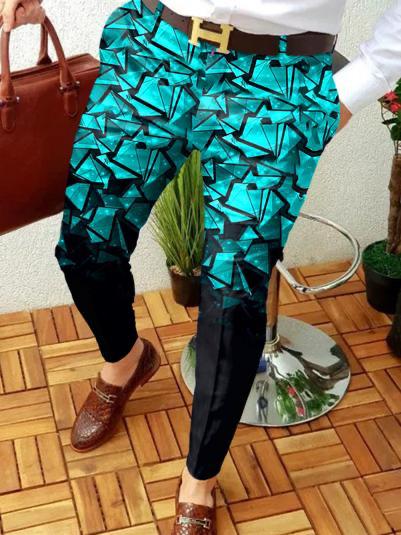 Retro Casual Printed Men's Suit Pants