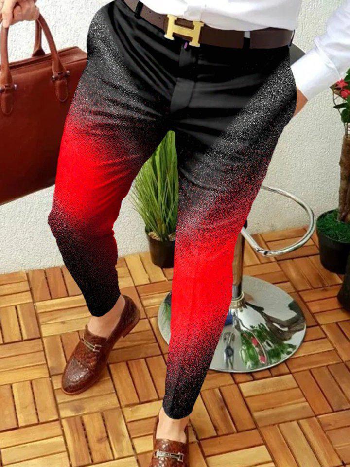 Retro Casual Printed Men's Suit Pants