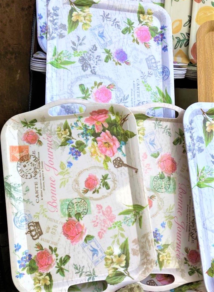 Flowered Serving Dish Tray