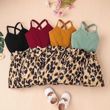 Summer girls suspenders leopard print jumpsuit children's clothing wholesale