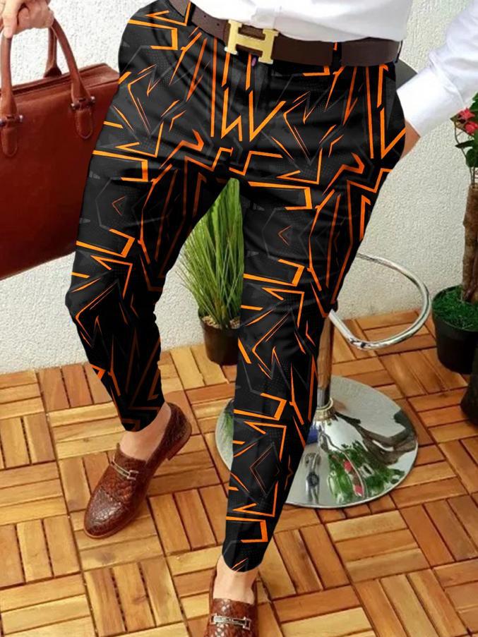 Retro Casual Printed Men's Suit Pants