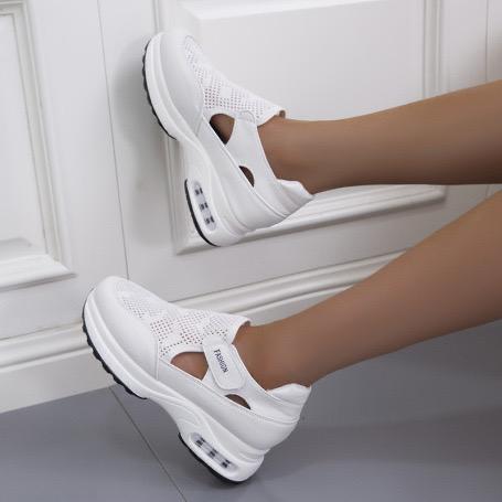 Solid Color Stitching Hollow Thick-soled Shoes