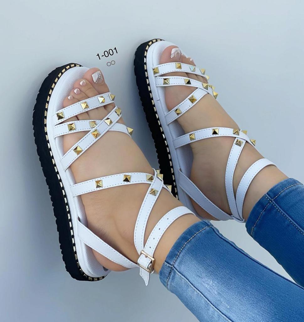 New Model Ladies Trendy White Spikey Sandals