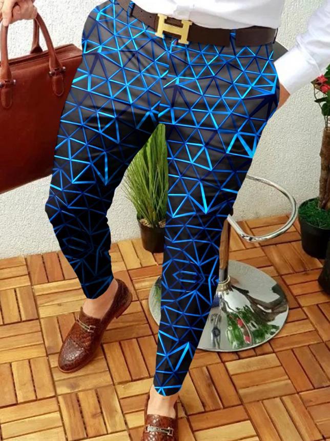 Retro Casual Printed Men's Suit Pants