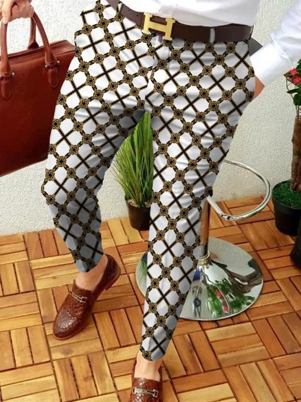 Retro Casual Printed Men's Suit Pants