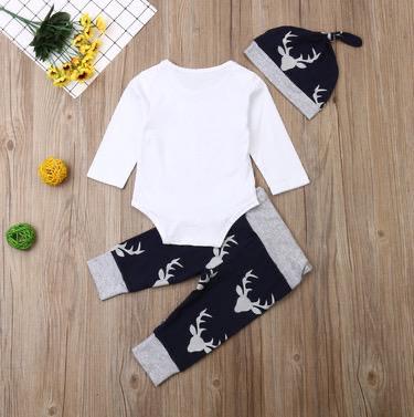 Baby Suit Long-sleeved Romper Trousers- 3 piece set