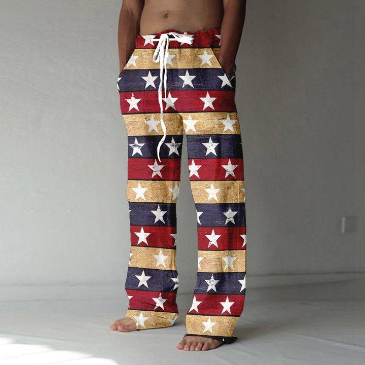 Men's Latest Lace-Up Print Casual Pant