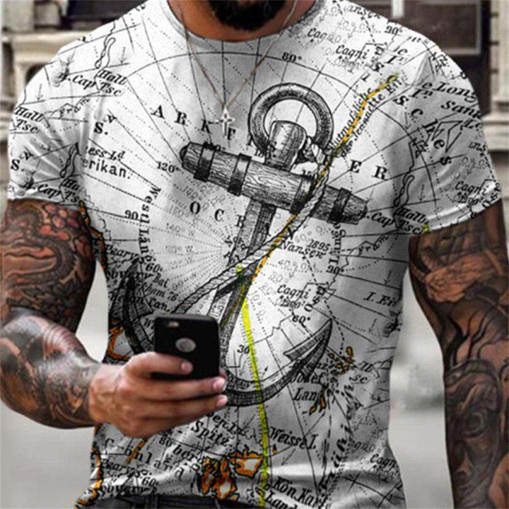 3D Graphic Printed Short Sleeve Shirts Abstract Print