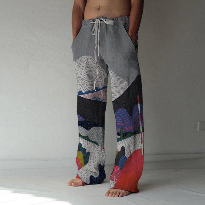 Men's Lace-Up Print Summer Pant