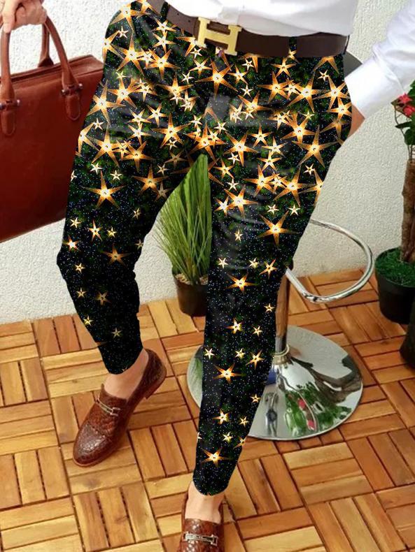 Retro Casual Printed Men's Suit Pants