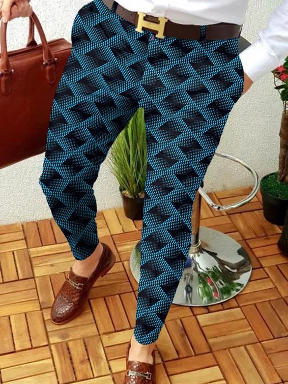 Designed Retro Casual Printed Men's Suit Pant