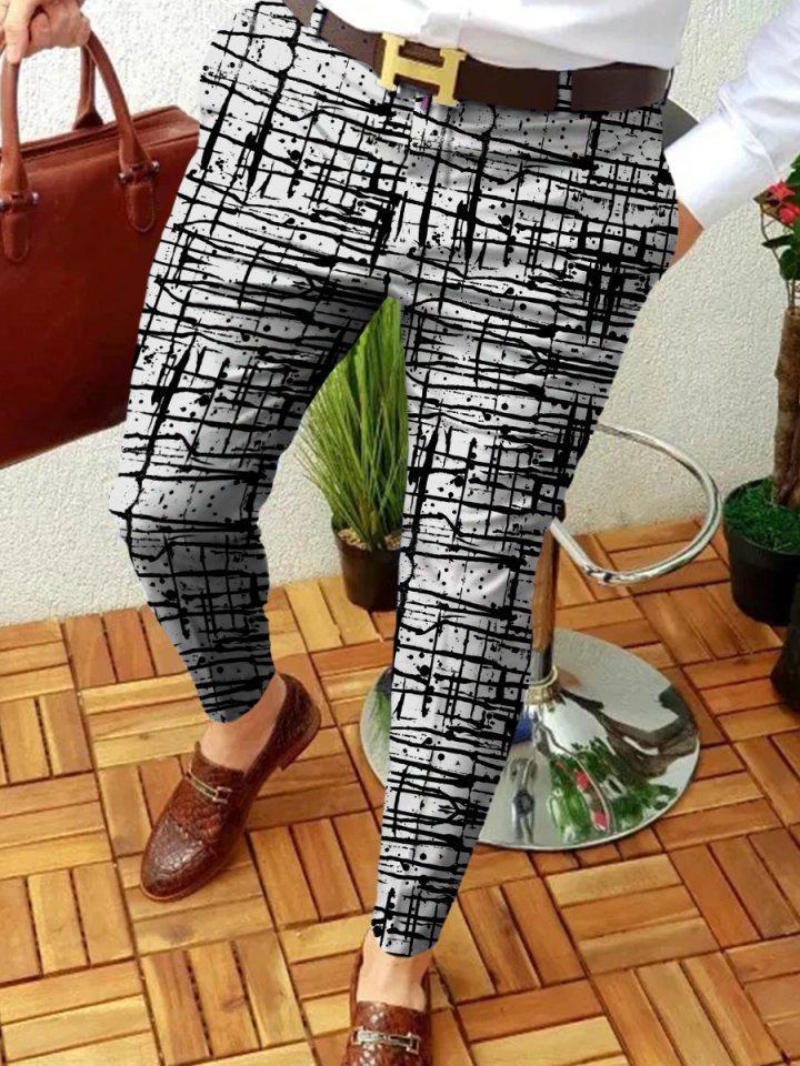 Retro Casual Printed Men's Suit Pants