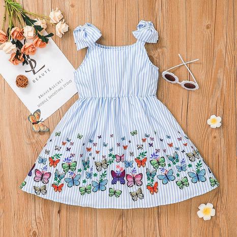 Summer children's skirts girls flower pinstripe suspender skirt