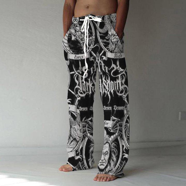 Men's Printed Lace-Up Summer Pant Trouser
