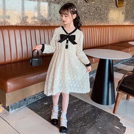 Blue bow ornament girl's spring bow denim mini Gown