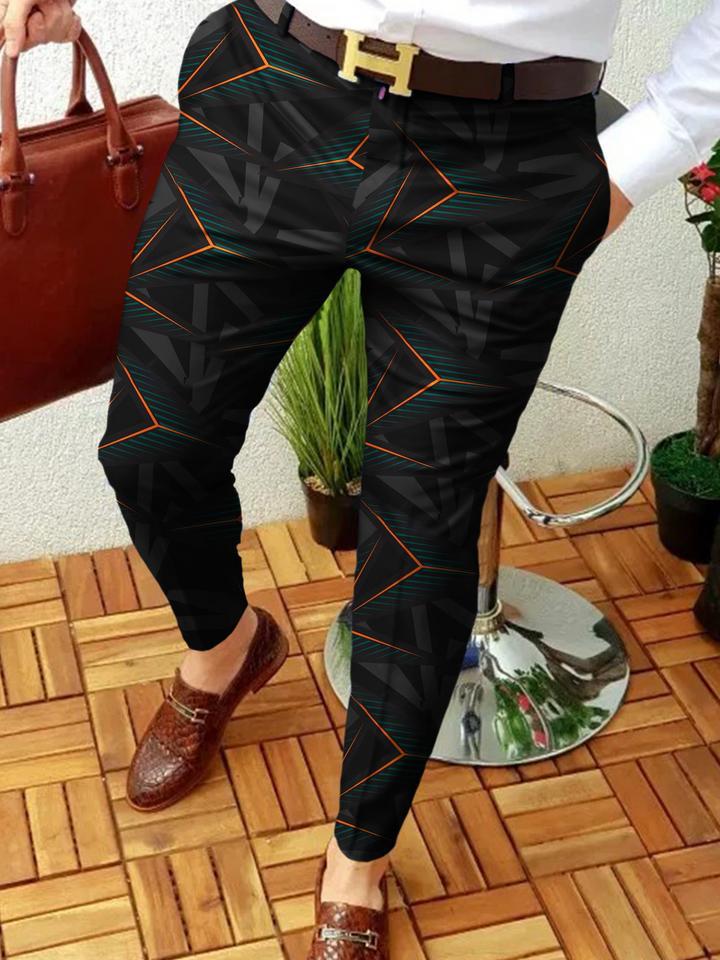 Retro Casual Printed Men's Suit Pants